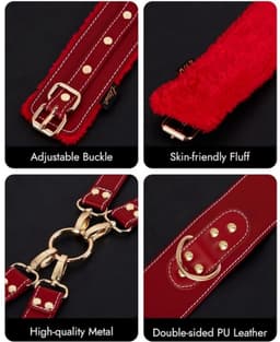 Daity Sex Bondage BDSM-set met 6 onderdelen, inclusief verstelbare handboeien, enkelboeien, dijbeenboeien, blinddoek, kruisband en tailleband. Seksspeeltjes voor volwassenen, geschikt voor mannen, vrouwen en stellen. — thumbnail 4