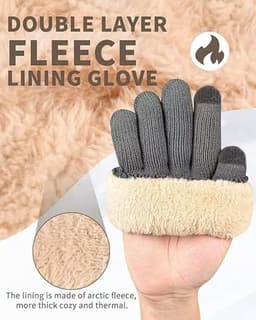 Handschoenen met fleece voering Thermische winterhandschoenen Heren dik warm Touchscreen handschoenen Stretched dikke gebreide handschoenen Thermische handschoenen Wintercadeaus Grijs — thumbnail 2