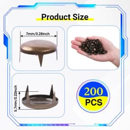 200 stuks 7 mm bruine ronde klauwklinknagels, koepelklinknagels en sierklinknagels van messing, klinknagels voor leer voor kleding, riemen, jeans, doe-het-zelf — thumbnail 2