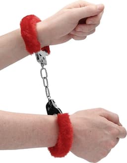 Handboeien pluche - Fluffy handboeien - Hand cuffs - Roleplay - Erotische speeltjes - Seksspeeltje - Vastbinden - Erotiek - Inclusief 2 sleuteltjes - Rood - Jonyx — thumbnail 3