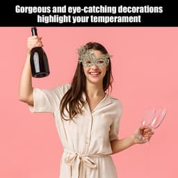 Dailygoods- Masker Set van 3 Stuks - Kanten Masker - Zwart/Goud - Geschikt voor de Meeste Mensen - Elegante Pasvorm - Retrostijl - Feestmasker — thumbnail 2