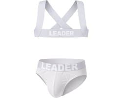 LEADER Essentials Multipack 1x Brief + 1x Harness Grey - MAAT XS - Erotisch Heren Ondergoed - Slip voor Man - Sexy mannen Slip