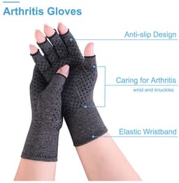Handschoenen, artrose-handschoenen, compressie handschoenen, vingerloze handschoenen voor pijnverlichting, gaming, typen en warmte voor mannen en vrouwen, antislip, maat S, zwart — thumbnail 2