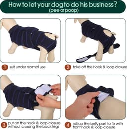 Hond chirurgie herstelpak - Buikwonden verbanden voor vrouwelijke honden, alternatief voor e-halsband & kegel, voorkom likkende onesies — thumbnail 3