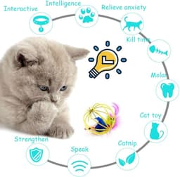 32 Stuks Kattenspeelgoed - Kattenstaf, Interactief Speelgoed Met Veren, Bel, Kreukelballen en Muizen Voor Indoor Kitten — thumbnail 3