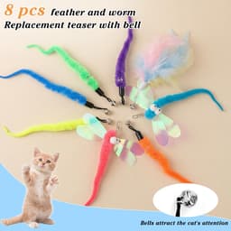 9 stuks kattenspeelgoedset, veerspeelgoed, pluche speelgoed, speelgoedmuizen, variety pack voor kitty, verstelbare hengel voor interactief speelplezier en zelfbezigheid — thumbnail 4
