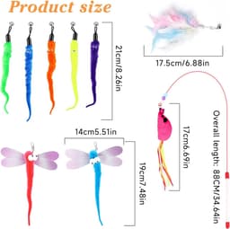 9 stuks kattenspeelgoedset, veerspeelgoed, pluche speelgoed, speelgoedmuizen, variety pack voor kitty, verstelbare hengel voor interactief speelplezier en zelfbezigheid — thumbnail 2