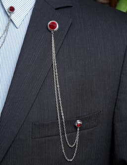 jas kraag ketting broche set, jas reversspeld, shirt ketting pin, revers broche, geschenken voor hem, mannen sieraden accessoire, Mens Gift, Eén maat, Messing Metaal Kristal, Kristal — thumbnail 5