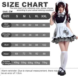Dailygoods- Maid Kostuum Schattige Outfit - Klassieke Cosplay - Anime Cosplay - Zwart-Wit Geruit - Hoofdband - Voor Kerstmis/Halloween — thumbnail 3
