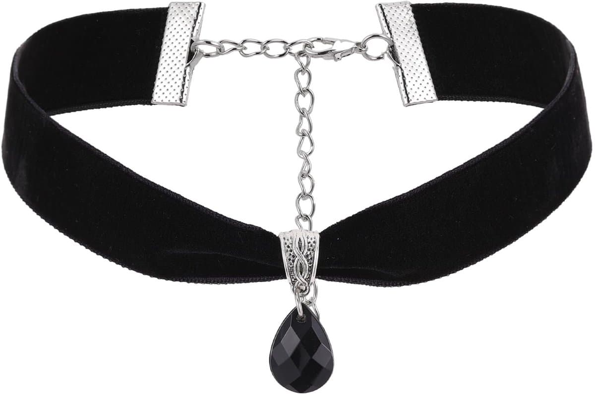 Dailygoods- Halsketting Zwarte Fluwelen Choker - Verstelbaar - Hanger - Accessoire voor Feestdagen - Cosplay - Jaren '90 — afbeelding 1