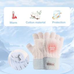 Dailygoods- Vingerloze Handschoenen - 2 Paar - Thermische Winterhandschoenen - Warme Gebreide Halve Vingers - Typen Handschoenen voor Hardlopen - Geschikt voor Dames - Vingerloze Wanten — thumbnail 4