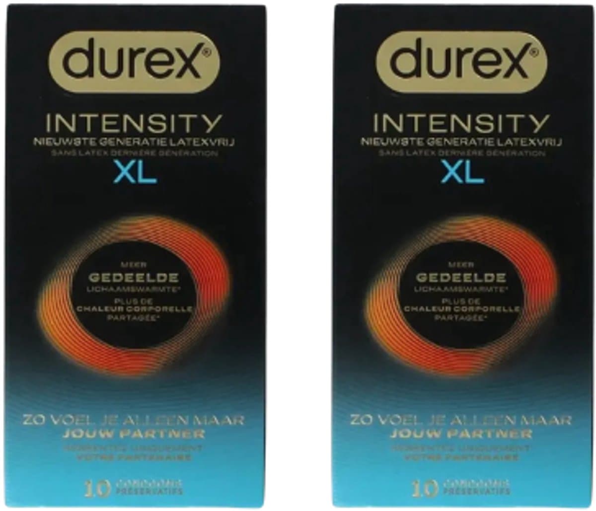 Durex Intensity Condooms XL - Nieuwste generatie ultradunne, latexvrije condooms voor mannen – Gedeelde lichaamswarmte - 2 x 10 stuks - Voordeelverpakking — afbeelding 1