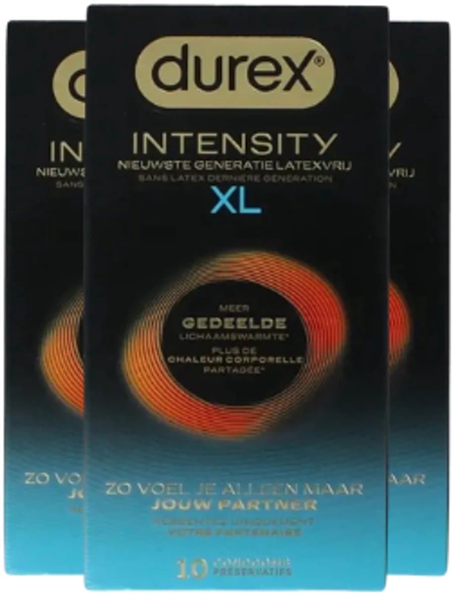 Durex Intensity Condooms XL - Nieuwste generatie ultradunne, latexvrije condooms voor mannen – Gedeelde lichaamswarmte - 3 x 10 stuks - Voordeelverpakking — afbeelding 1