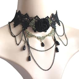 Handschoenen, Kant Handschoenen Zwart en Gothic Tattoo Chokers Roos Prom Opera Wanten Handschoenen voor Vrouwen en Meisjes Vingerloos Elleboog Lengte Vintage Mesh Handschoenen Lolita — thumbnail 3