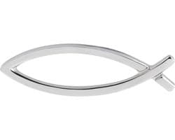 Ichthys Speldje 2 cm – Zilverkleurig Christelijk Symbool | Pin voor Communie, Doop, Firming, Religieus Cadeau voor Mannen en Vrouwen
