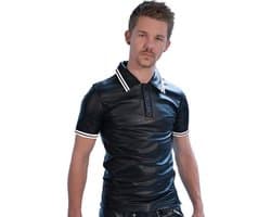 Mister B Leather Poloshirt White Stripe medium - xl