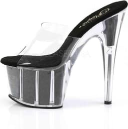 Pleaser - ADORE701G Muiltjes - Paaldans schoenen - 40 Shoes - Zwart/Transparant — thumbnail 3