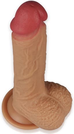 Productnaam LoveToy - Dual Silconen Dildo - platinum quality - beige - 21,5 cm — thumbnail 3