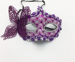 Venetiaans Masker - Vlindermotief - Stof - Paars — thumbnail 2