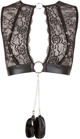 Cottelli Collection – Bondage Jarretel Set met Hand Boeien voor Onderdanig Genot – Maat M – Zwart — thumbnail 11