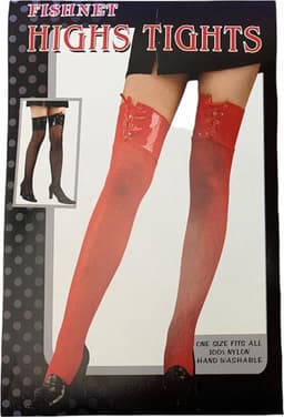 Hoge net kousen rood met lak bovenzijde / visnet netkousen highs tights — thumbnail 1