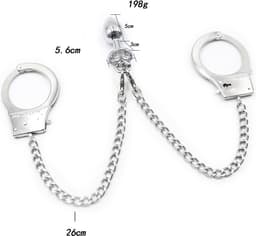 Nooitmeersaai - Metalen handboeien en buttplug set — thumbnail 2