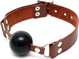 Bondage Play leren mondknevel met ball gag — thumbnail 2