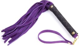 Suede Flogger Zweep 27cm - Zwart/Paars — thumbnail 1