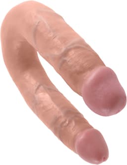 King Cock U-Shaped Double Trouble Dubbele Dildo Medium - beige — thumbnail 1