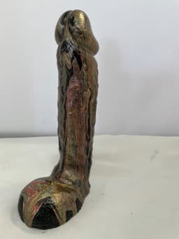 Handbeschilderde Piemelkunst van Keramiek Gips – Uniek Kunstobject – 18,5 cm – Cadeau & Decoratie — thumbnail 2