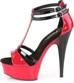 Pleaser - DELIGHT-663 Sandaal met enkelband - US 6 - 36 Shoes - Rood/Zwart — thumbnail 3