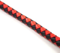 Lange gevlochten single tail - Bull Whip - 190 cm lang - Rood/Zwart — thumbnail 5