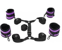 Rimba - Soft Bondage - Bed Bondage Boeienset - Zwart/Paars