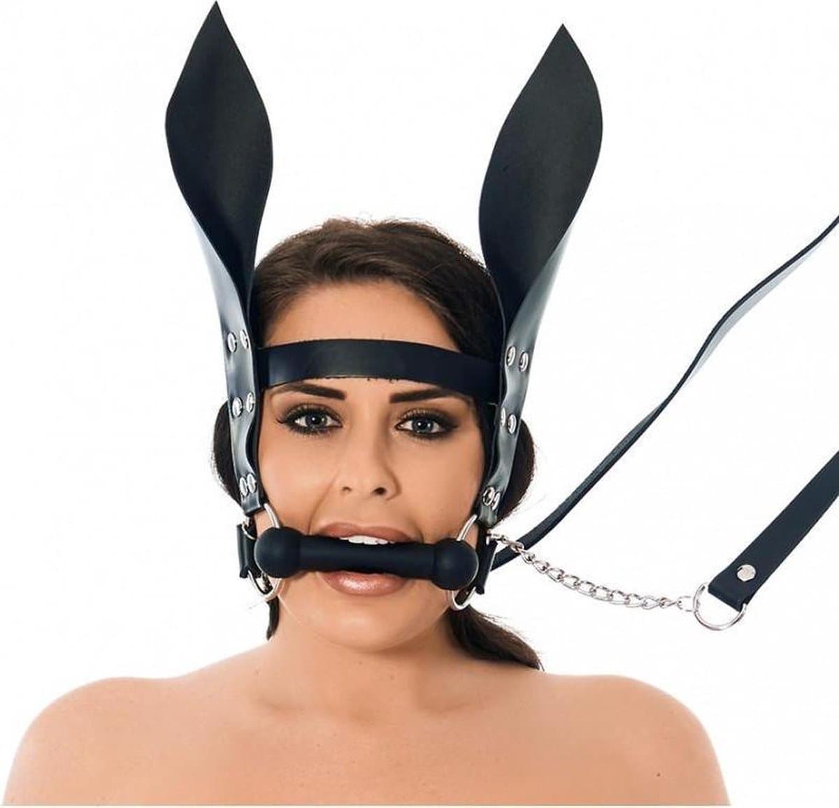 Rimba - Paardenbit gag Met teugels En oren Voor pony play — afbeelding 1