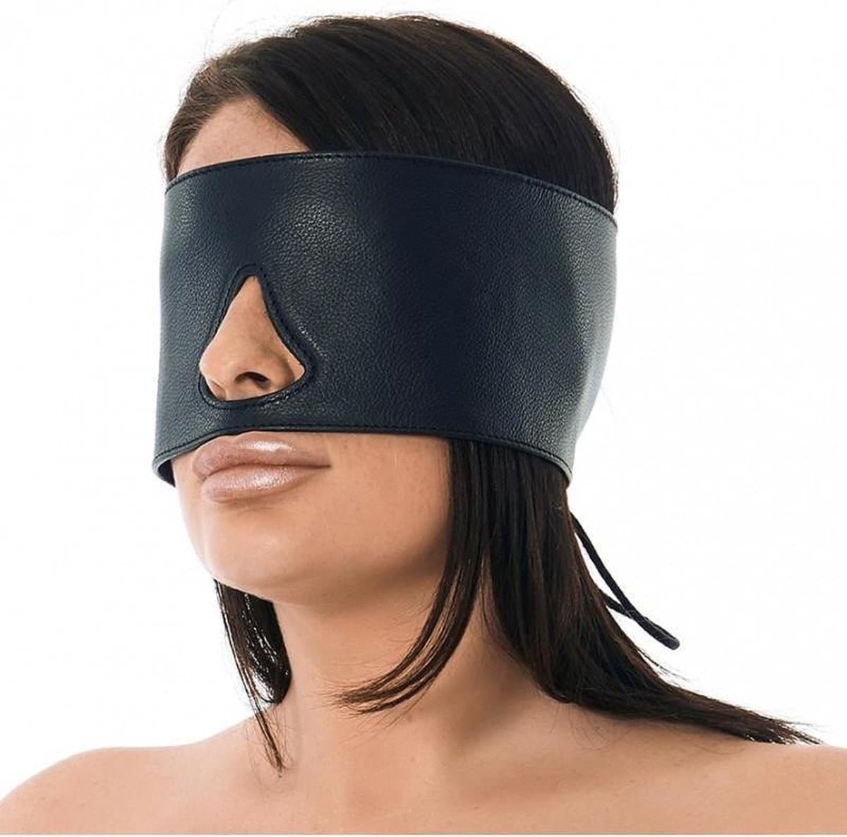 Rimba - Leren Blinddoek Met Uitsparing Voor Neus - Zwart — afbeelding 1