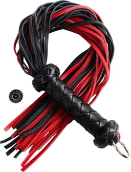Banoch | Flogger red/black | zweep leer ophangring | 67 cm | BDSM — thumbnail 1