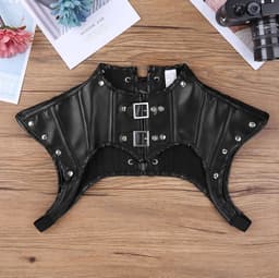 Bondage kraag van leer - Lederen BDSM Harnas - Bovenstuk - Halve tank top - Met gespsluitingen - Erotisch kostuum - Rollenspel — thumbnail 3