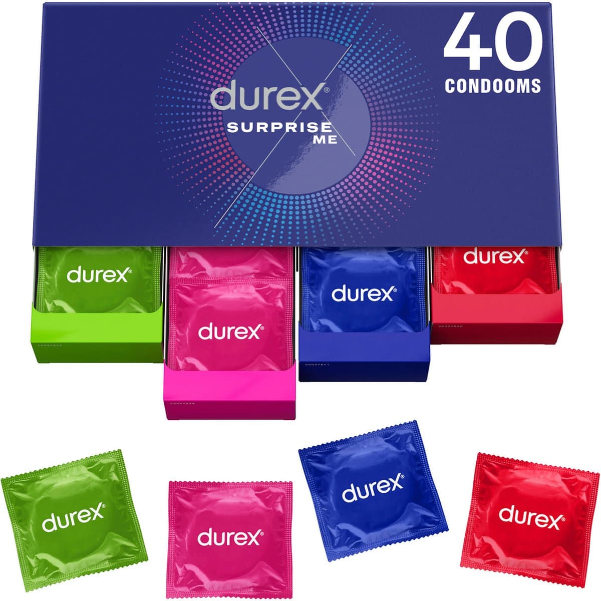 Durex Surprise Me - 40 condooms - Stimulerende Voordeelverpakking Voor Meer Plezier - Cadeau voor man en vrouw — afbeelding 1