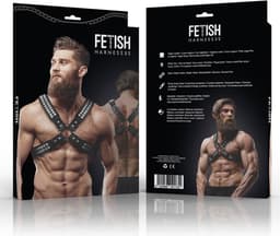 FETISH SUBMISSIVE ATTITUDE™ - MEN'S CROSSED CHEST ECO-LEATHER HARNESS WITH RIVETS — thumbnail 3