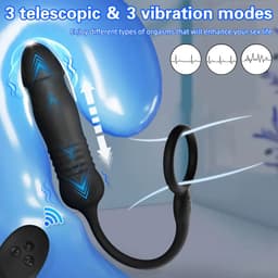 Anale telescoop vibrator mannen - Inclusief cockring - Penisring en vibrator - Thrusting vibrator - Heren - 6 vibratiestanden - USB Oplaadbaar - Afstandsbediening — thumbnail 2