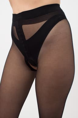GIULIA Panty - Intimo 20 - Open Kruis Panty - Strippanty - Erotiek - 20 Den - Large - Zwart — thumbnail 4