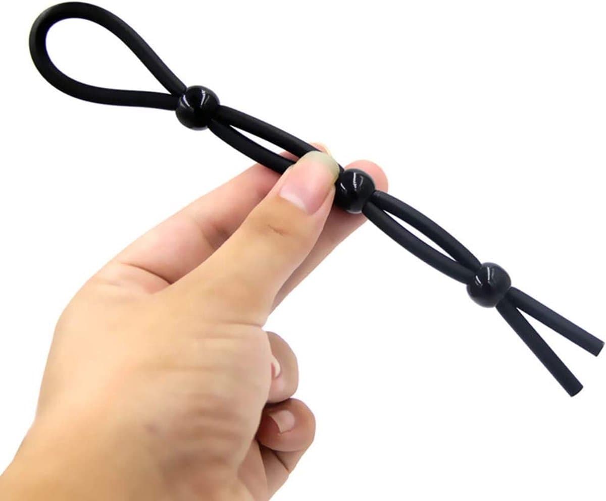 Verstelbare Lasso Cockring I Penisring I Cockring I Siliconen I Met 3 Verstelbare Ringen I 19 CM Diameter I Zwart — afbeelding 1