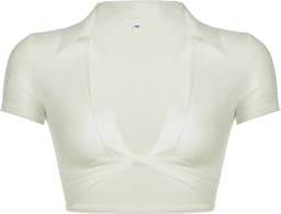 Transparante mesh crop-top - Mini top - Knoopje - Korte mouwen - Decolleté - Erotische shirt - Sexy outfit - Goede kwaliteit — thumbnail 6