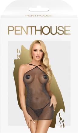Penthouse Lingerie Bombshell Glitter - Erotische jurk - Maat M/L - Zwart — thumbnail 4