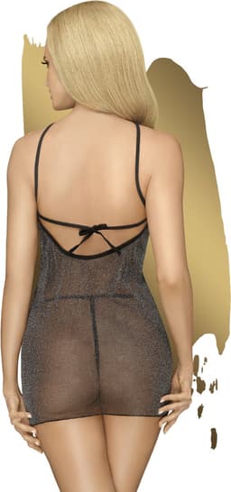 Penthouse Lingerie Bombshell Glitter - Erotische jurk - Maat L/XL - Zwart — thumbnail 4