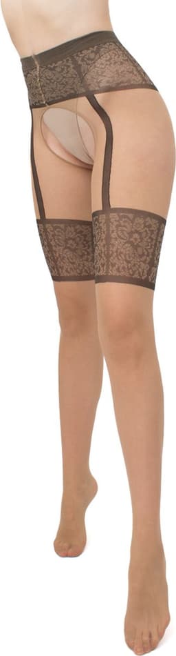 GIULIA Panty - Intimo Noir 20 - Open Kruis Panty - Suspender Panty - Ingebreid Boord - Platte Naden - Versterkte Teen - 20 Den - Large - Beige — thumbnail 3