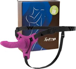 TipsToys® Strap On Voorbind Dildo – Verstelbaar Harnas met Dildo – Strap On Seksspeeltje voor Vrouwen & Koppels – Roze — thumbnail 1