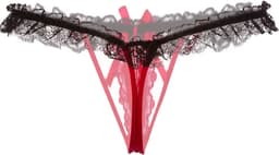 Erotische Lingerie Slipje I Sexy Slipje Met Parels I Sexy String I Open Kruis I Erotisch Ondergoed I Paars/Zwart — thumbnail 3