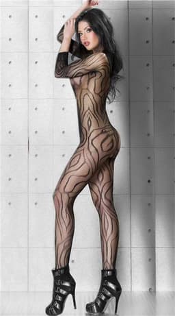 AMARANTA-Catsuit zwart met lange mouwen-Sexy catsuit-Erotische catsuit- One size — thumbnail 2