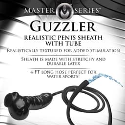 XR Brands Guzzler - Realistische Penis Sheath met Tube penishoes - Zwart — thumbnail 5